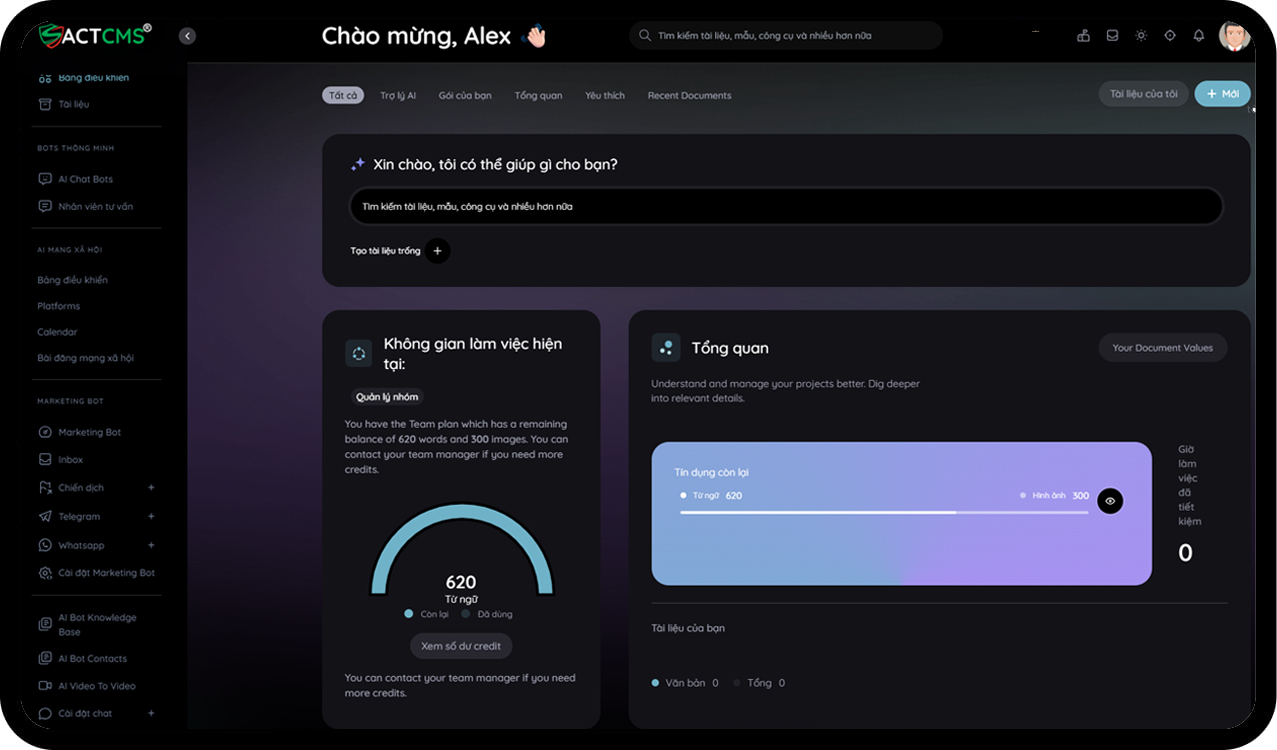 MagicAI Dashboard Mockup